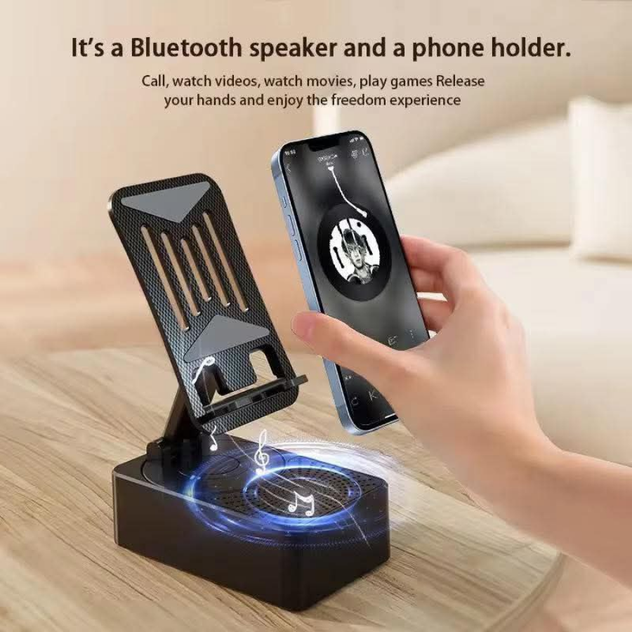 3-in-1 Wireless Speaker with Phone Holder & Power Bank
