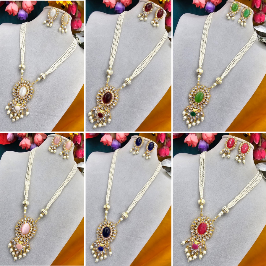 Elegant Multi-Strand Pearl Necklace & Earring Set