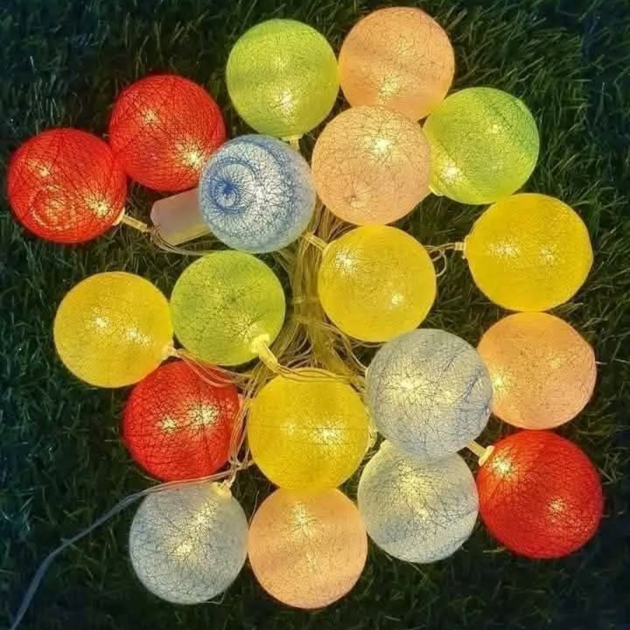 Premium Cotton Ball Fairy Light 20 Balls Multicolor Decor