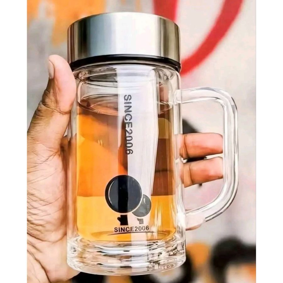 Premium Double Wall Glass Tea Mug With Infuser