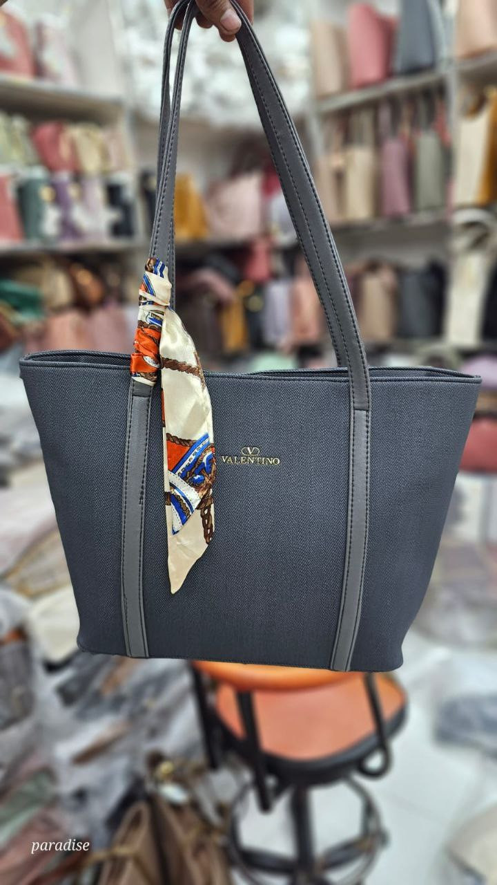 Valentino Elegant Tote Bag with Scarf Accent